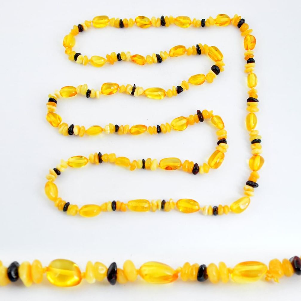 49.63cts natural baltic amber (poland) 925 sterling silver beads necklace c3279