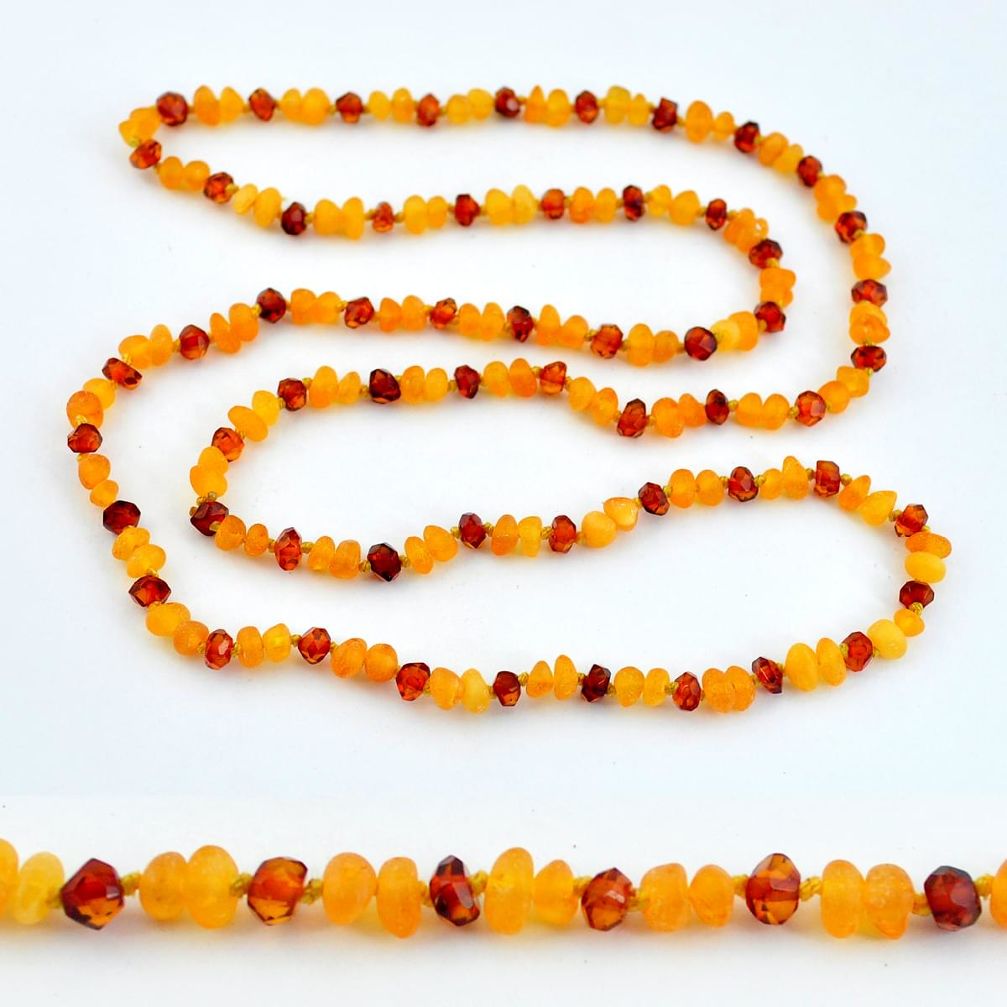 36.09cts natural baltic amber (poland) 925 sterling silver beads necklace c3288