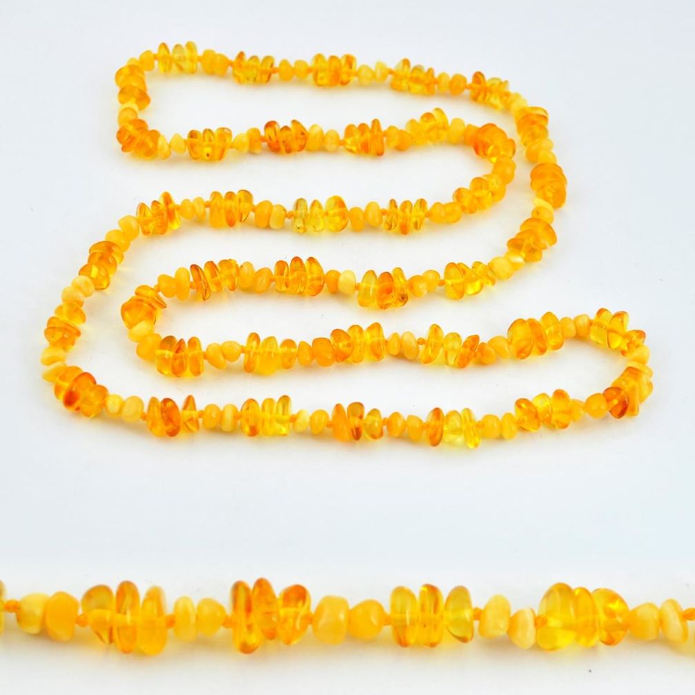 68.67cts natural baltic amber (poland) 925 sterling silver beads necklace c3294