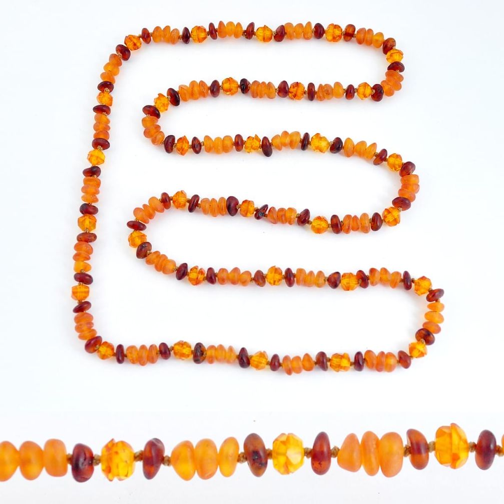 52.60cts natural baltic amber (poland) necklace 925 silver beads jewelry c3252