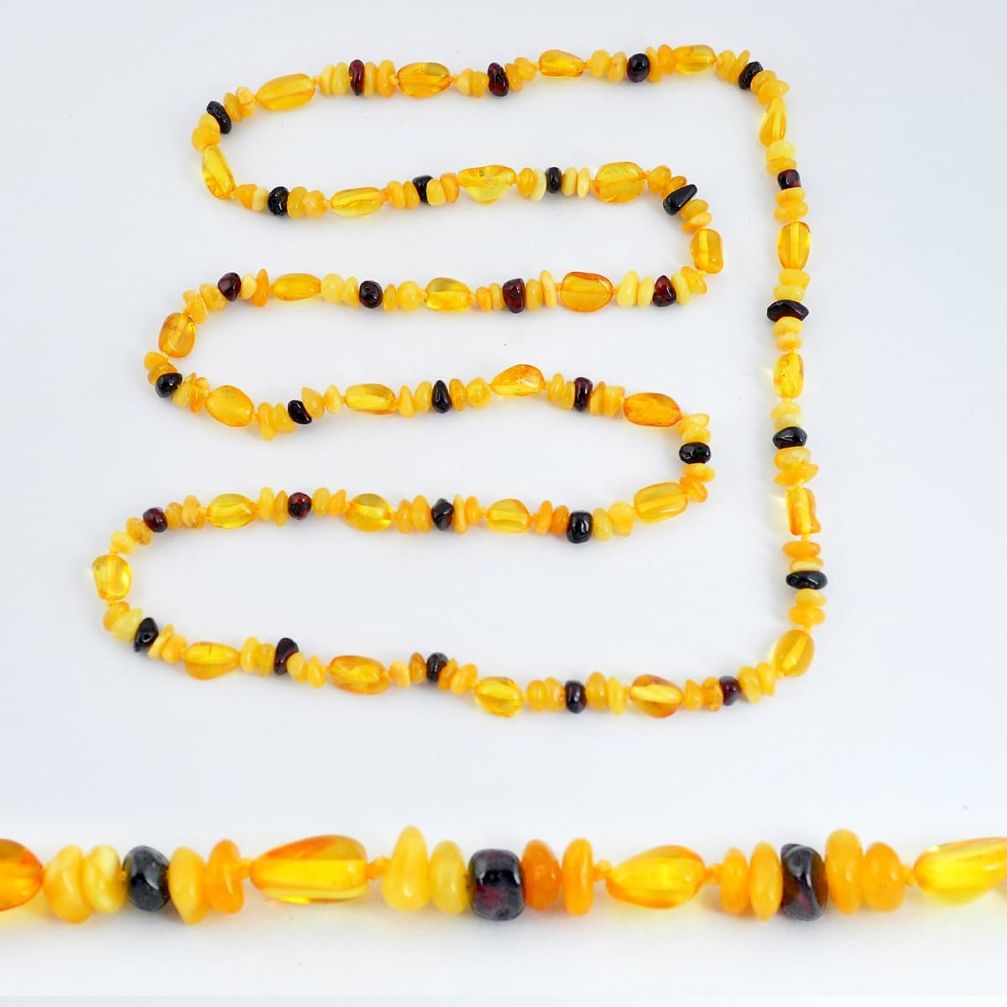 43.60cts natural baltic amber (poland) necklace 925 silver beads jewelry c3254