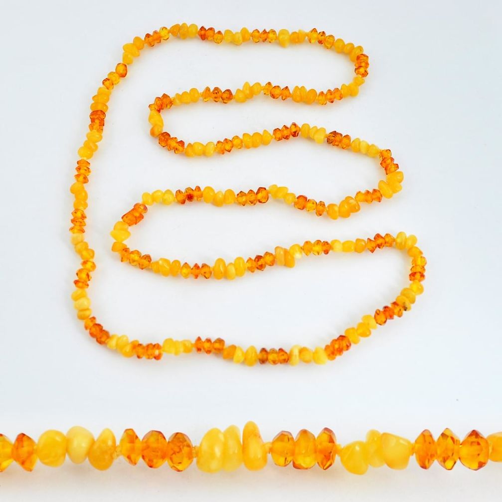 44.51cts natural baltic amber (poland) necklace 925 silver beads jewelry c3255