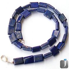 194.52cts NATURAL BLUE LAZULI LAPIS 925 SILVER NECKLACE BEADS JEWELRY G48984