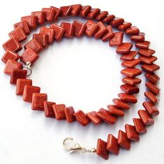 NATURAL BROWN GOLDSTONE 925 SILVER SUARE SHAPE NECKLACE BEADS JEWELRY H8920