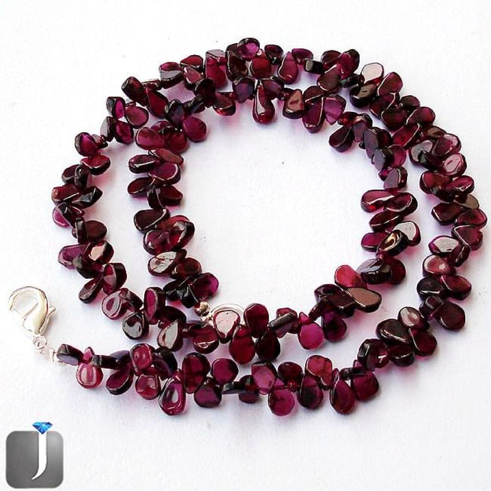 171.48cts NATURAL MOZAMBIQUE GARNET 925 SILVER NECKLACE BEADS JEWELRY G49000