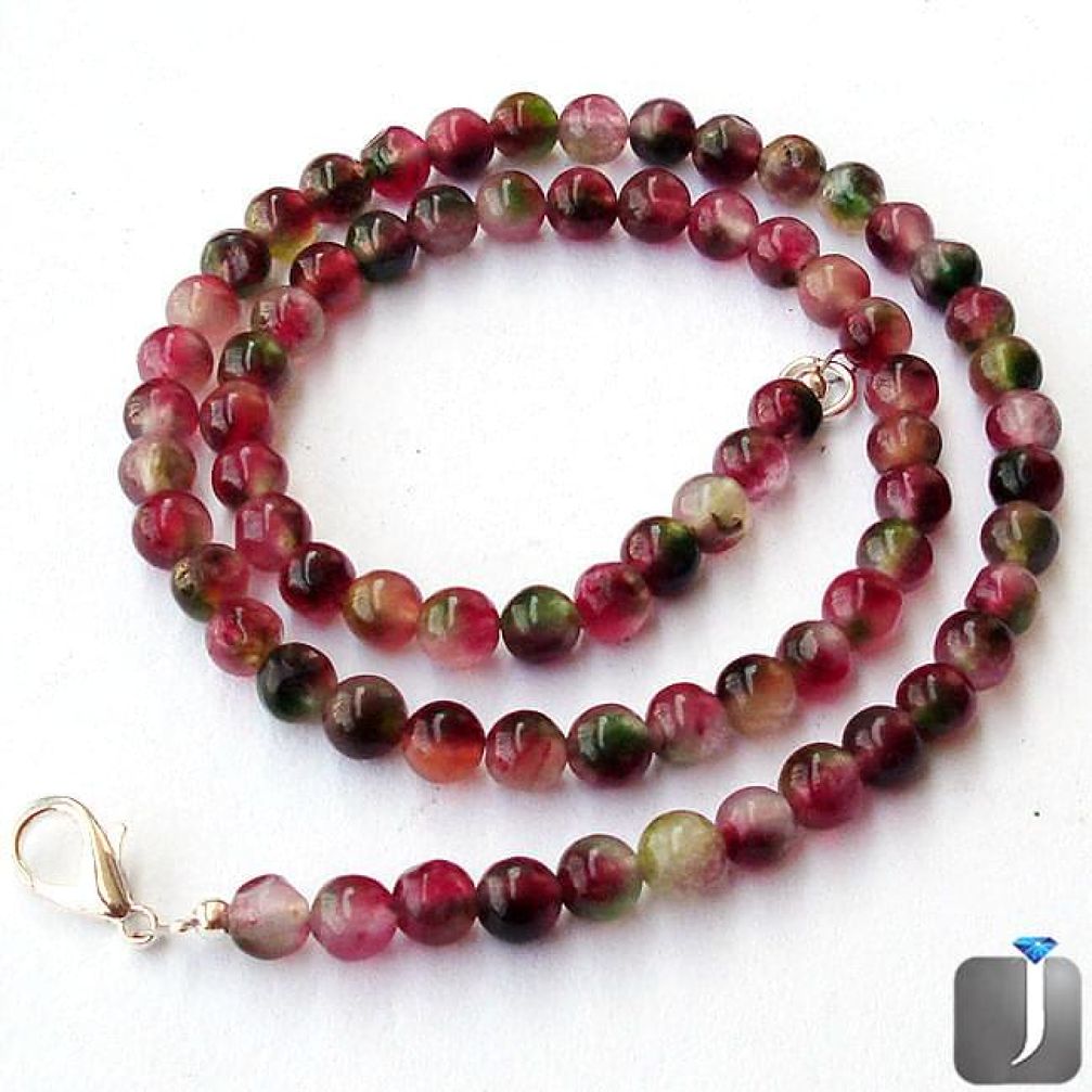 114.53cts NATURAL MULTICOLOR TOURMALINE 925 SILVER NECKLACE BEADS JEWELRY G40995