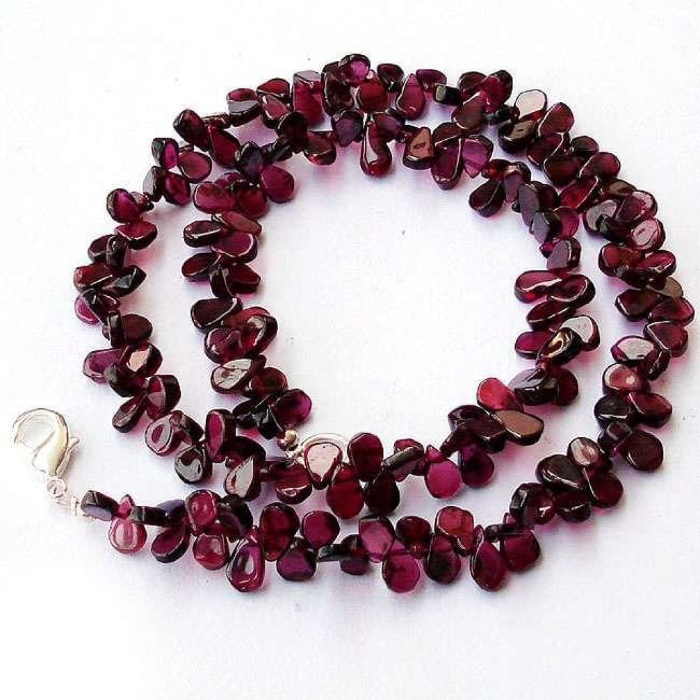 161.66cts NATURAL POMEGRANATE GARNET 925 SILVER NECKLACE BEADS JEWELRY H20480