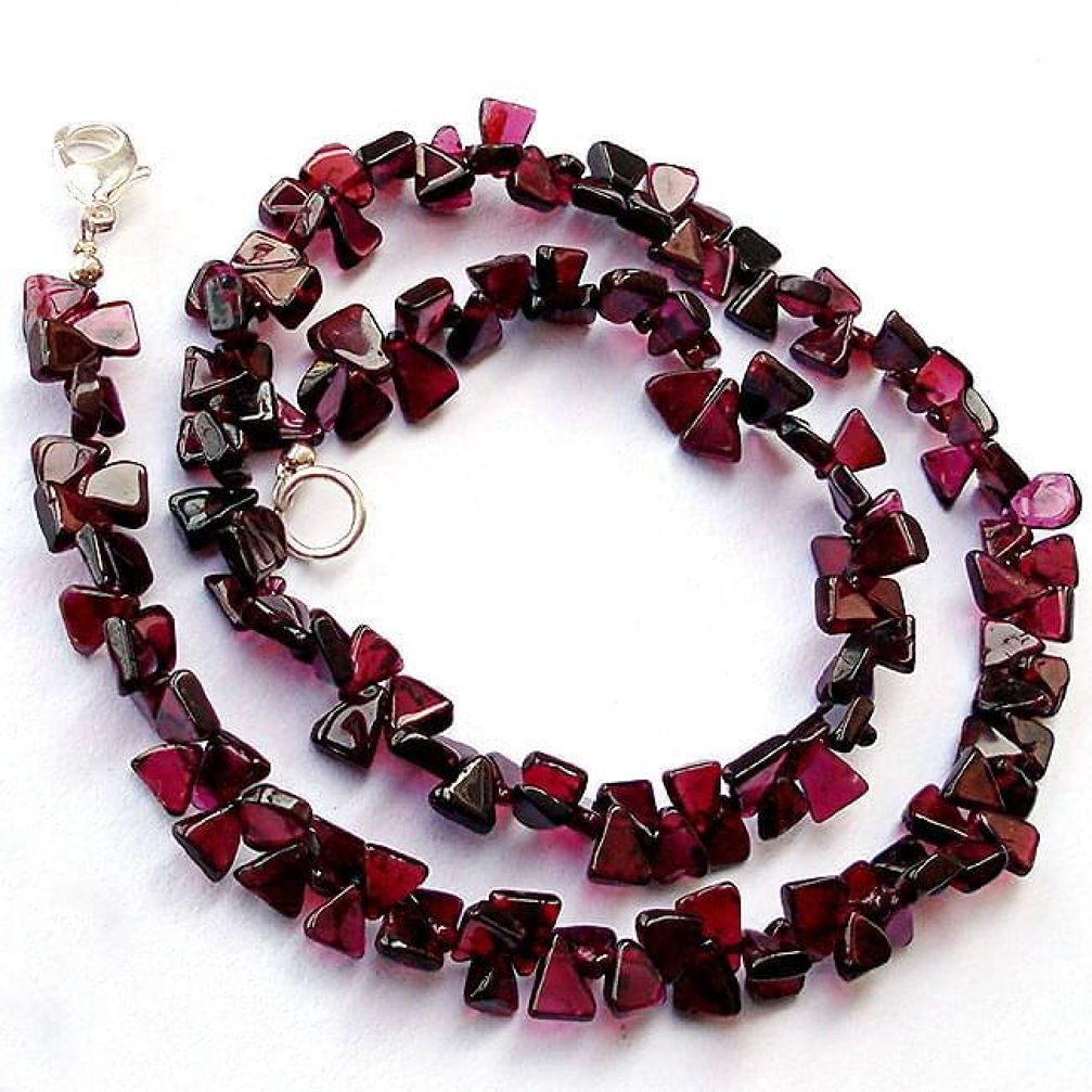 NATURAL RED GARNET PEAR 925 SILVER NECKLACE BEADS JEWELRY H8925