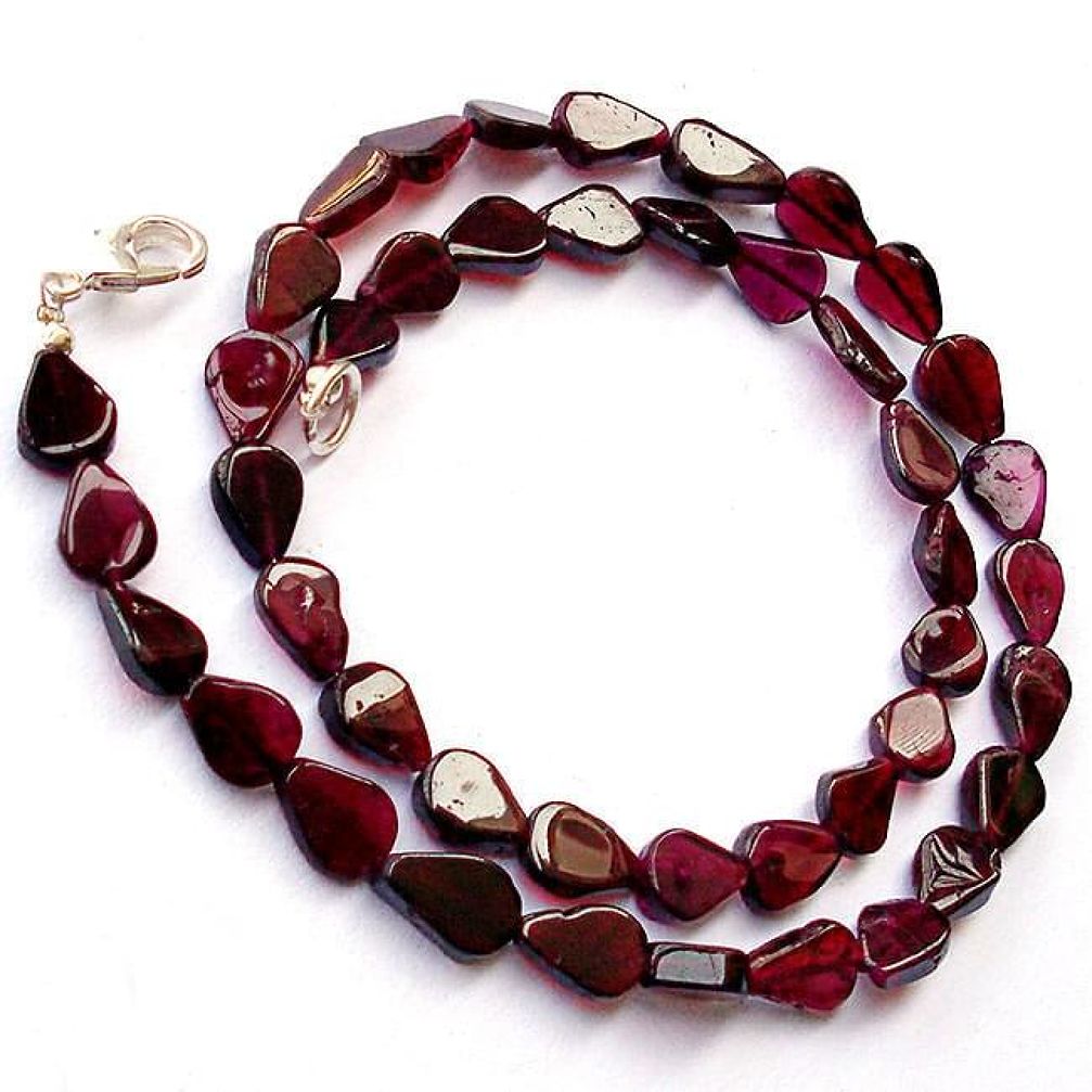 NATURAL RED GARNET PEAR 925 SILVER NECKLACE BEADS JEWELRY H8926