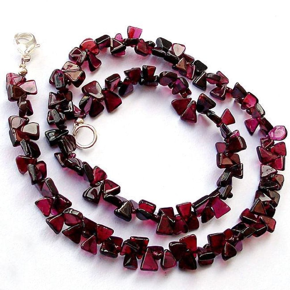 NATURAL RED GARNET PEAR SHAPE 925 SILVER NECKLACE BEADS JEWELRY H8923