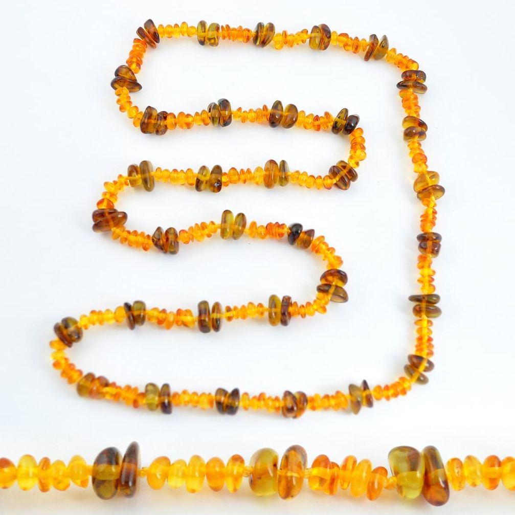 Sterling silver 71.50cts natural baltic amber (poland) beads necklace c3268