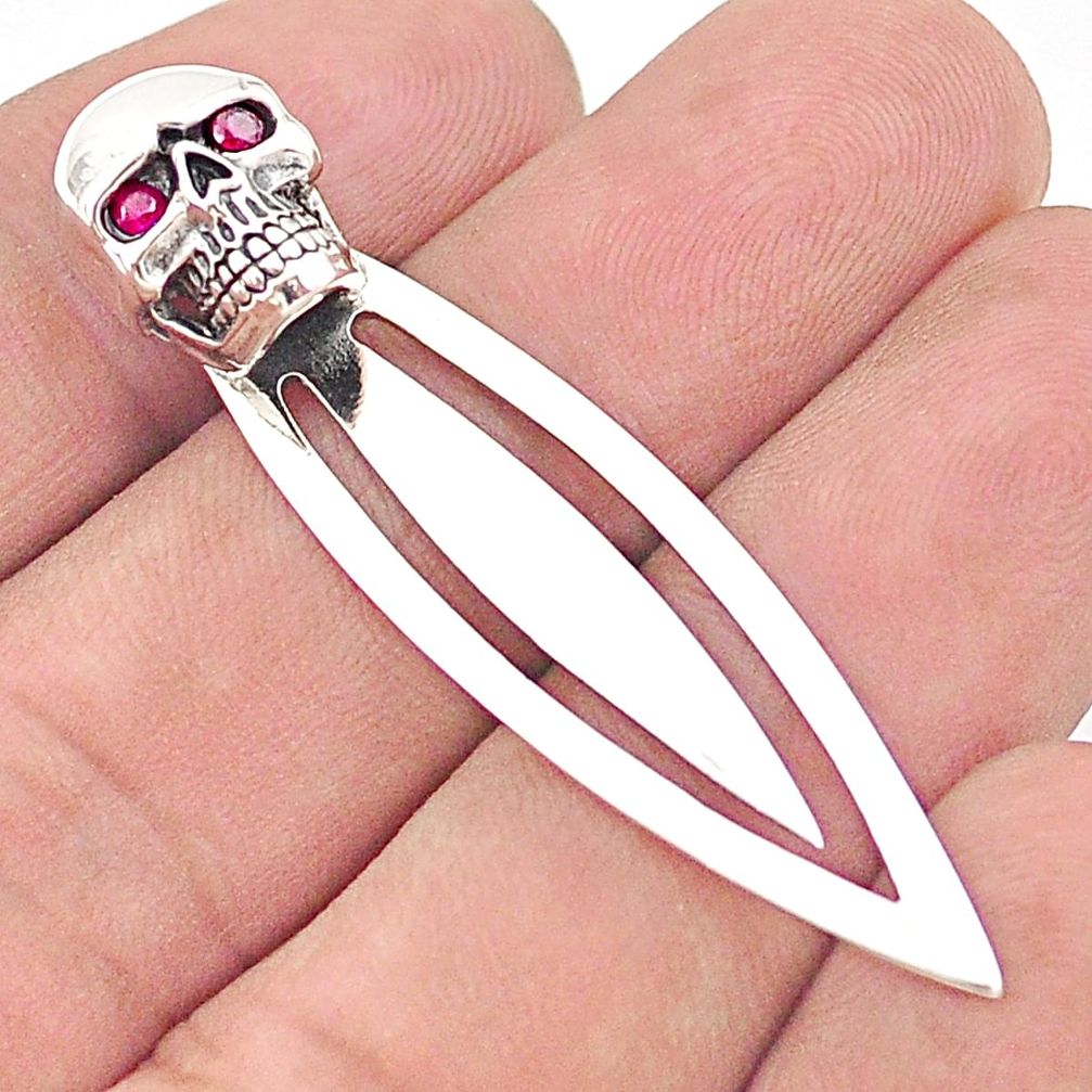 Vintage style skeleton ruby quartz 925 sterling silver bookmark jewelry a82520