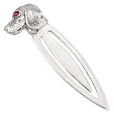 3.69gms natural red ruby 925 sterling silver dog bookmark jewelry c26762