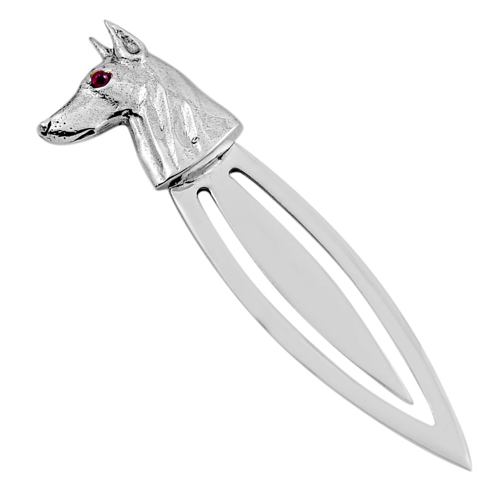 925 sterling silver 0.02cts dog natural red garnet round bookmark jewelry n20085