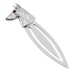 925 sterling silver 0.02cts dog natural red garnet round bookmark jewelry n20085
