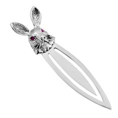 925 sterling silver 0.03cts rabbit natural red garnet bookmark jewelry n20083