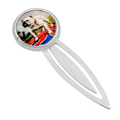 925 sterling silver 7.76cts white dog charm cameo round bookmark jewelry n20100