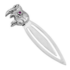 0.02cts birds natural red garnet round sterling silver bookmark jewelry n20097