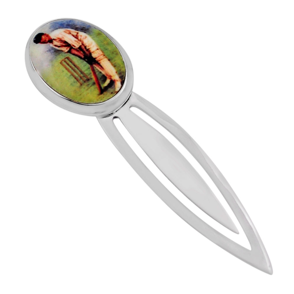 7.24cts multi color cricketer charm cameo 925 sterling silver bookmark n20095