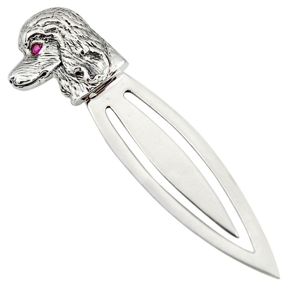 4.25gms natural red ruby 925 sterling silver dog bookmark jewelry c26709