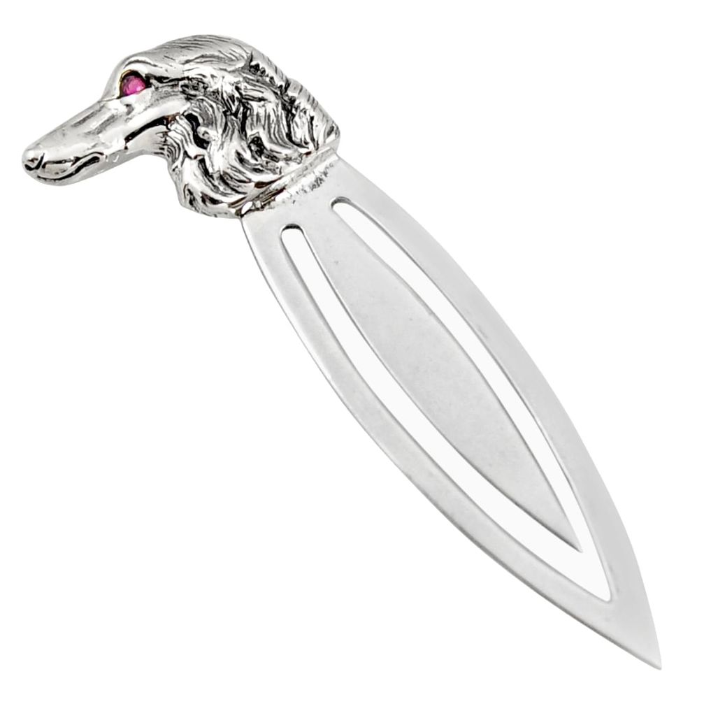 4.03gms natural red ruby 925 sterling silver dog bookmark jewelry c26712