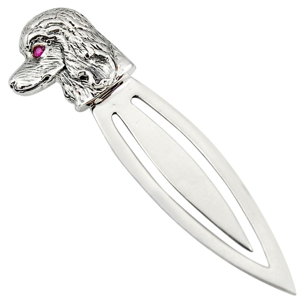 4.03gms natural red ruby 925 sterling silver dog bookmark jewelry c26715