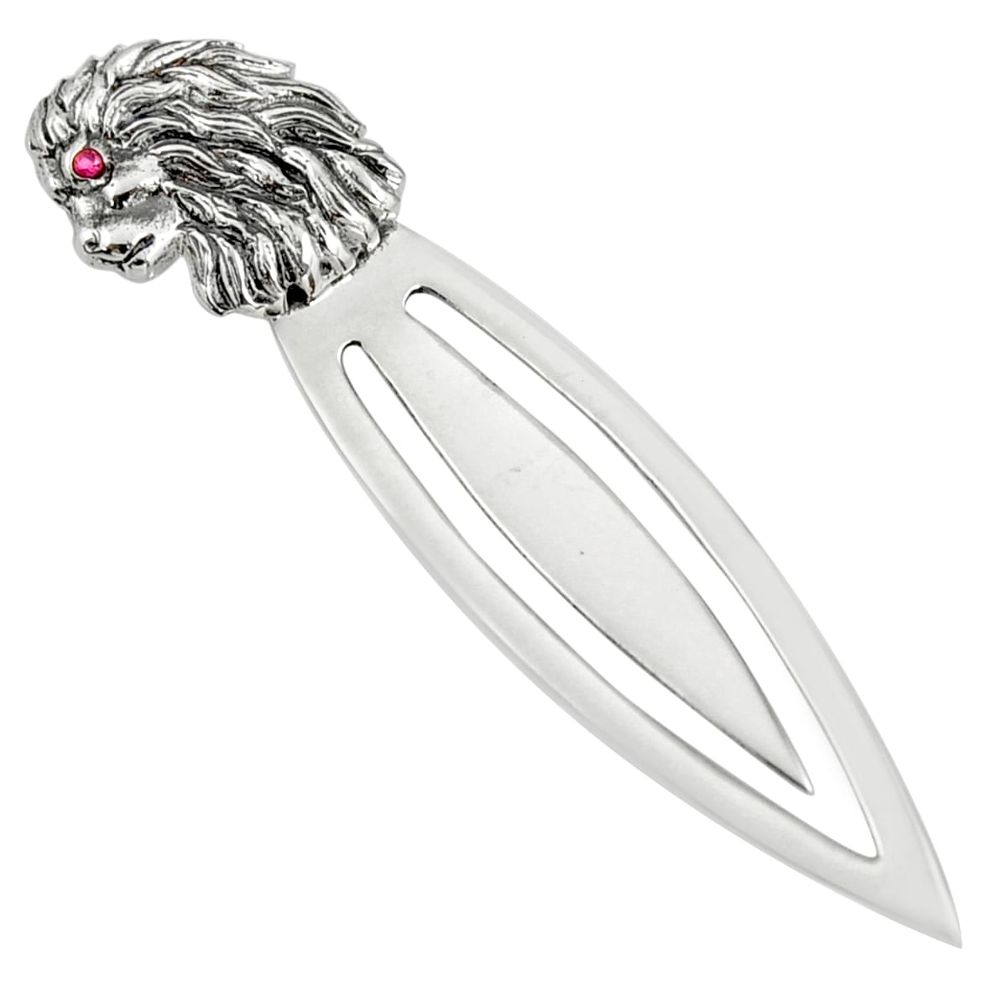 3.02gms natural red ruby 925 sterling silver loin bookmark jewelry c26716