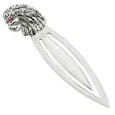 2.89gms natural red ruby 925 sterling silver loin bookmark jewelry c26719