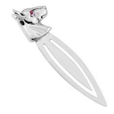 Sterling silver 0.03cts horse natural red garnet round bookmark jewelry n20082