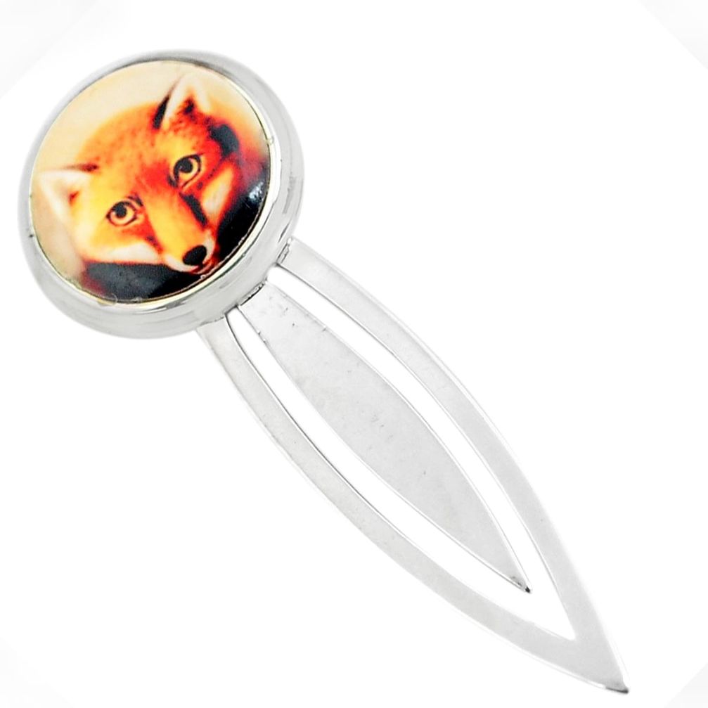 8.45cts multi color fox charm cameo 925 sterling silver bookmark jewelry c3459