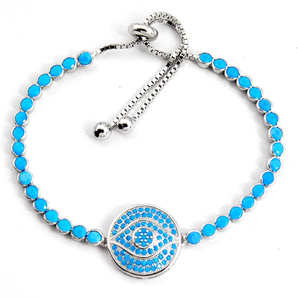 925 silver 7.22cts adjustable sleeping beauty turquoise tennis bracelet c5053
