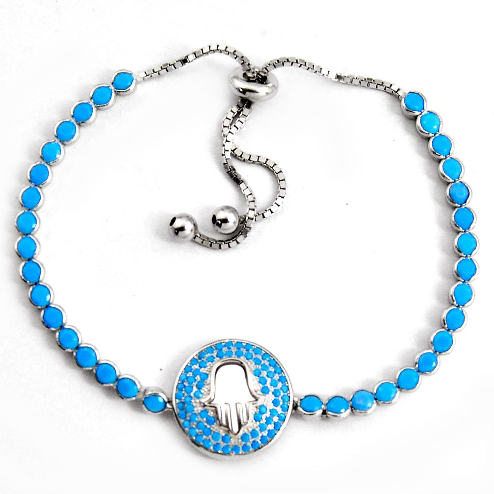 925 silver 7.22cts adjustable sleeping beauty turquoise tennis bracelet c5087