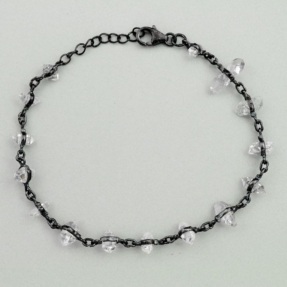 925 silver black rhodium natural white herkimer diamond tennis bracelet p68579