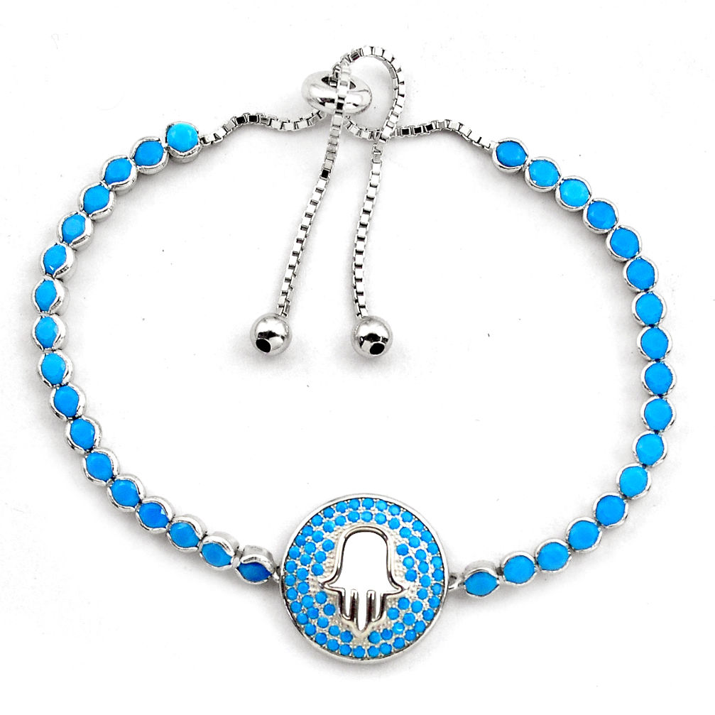 925 silver 7.25cts blue sleeping beauty turquoise adjustable bracelet c5000