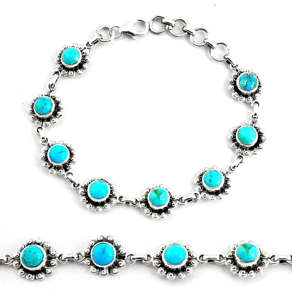 925 silver 10.42cts blue sleeping beauty turquoise tennis bracelet p68105