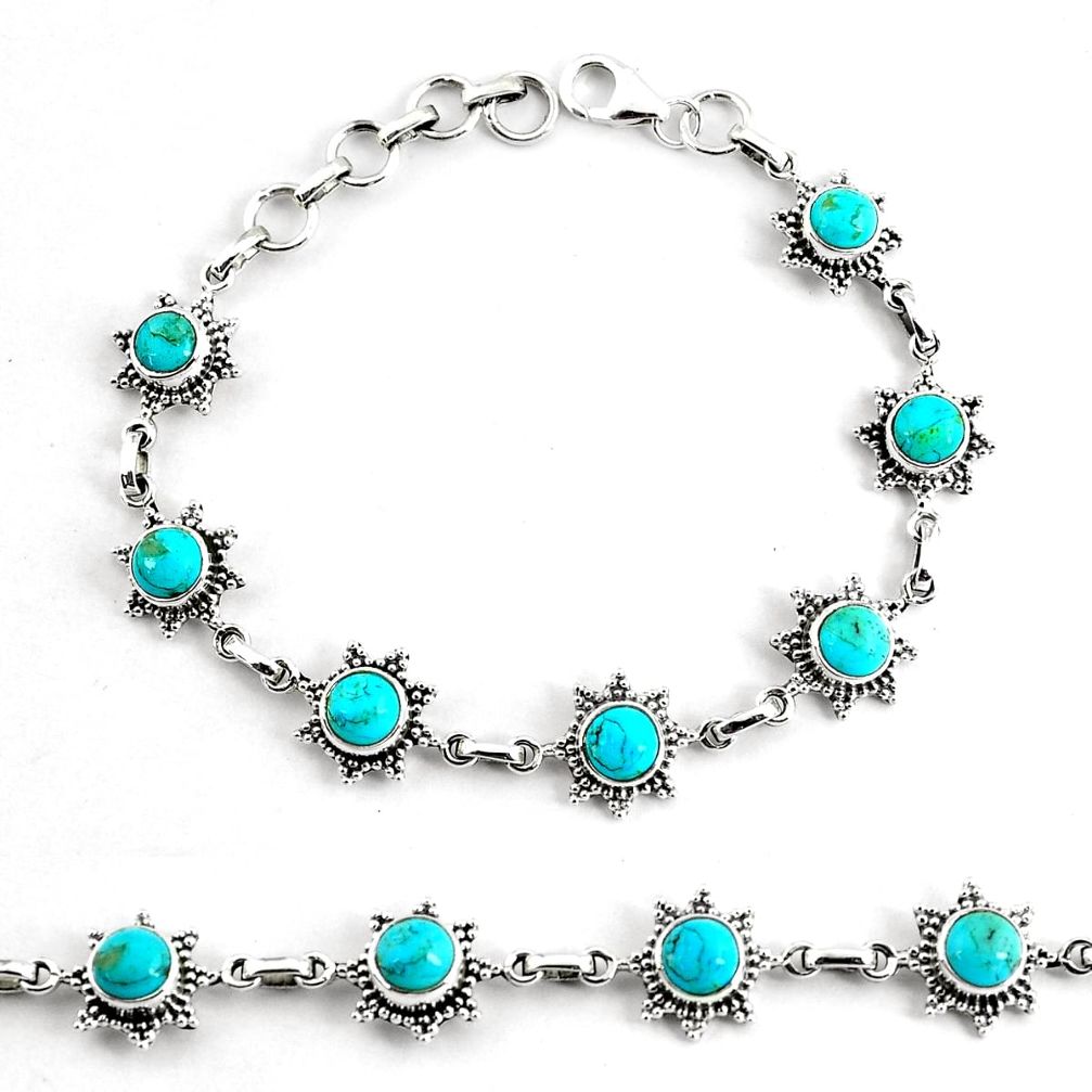 925 silver 8.71cts blue sleeping beauty turquoise tennis bracelet p68109