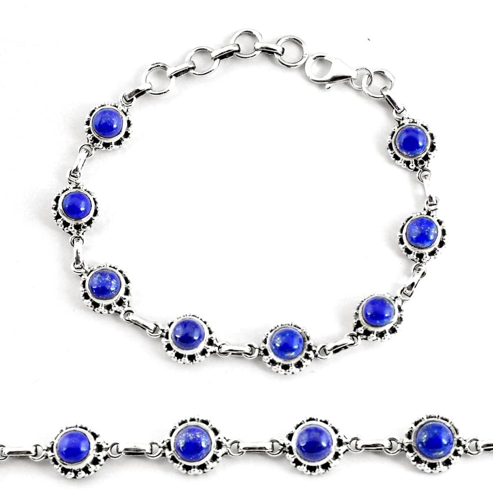 925 silver 10.31cts natural blue lapis lazuli tennis bracelet p68100