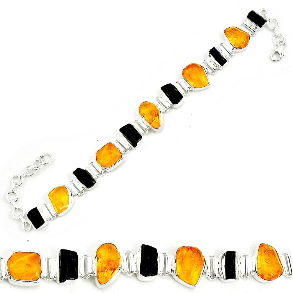 925 silver 36.96cts natural green amber from colombia tennis bracelet p35624