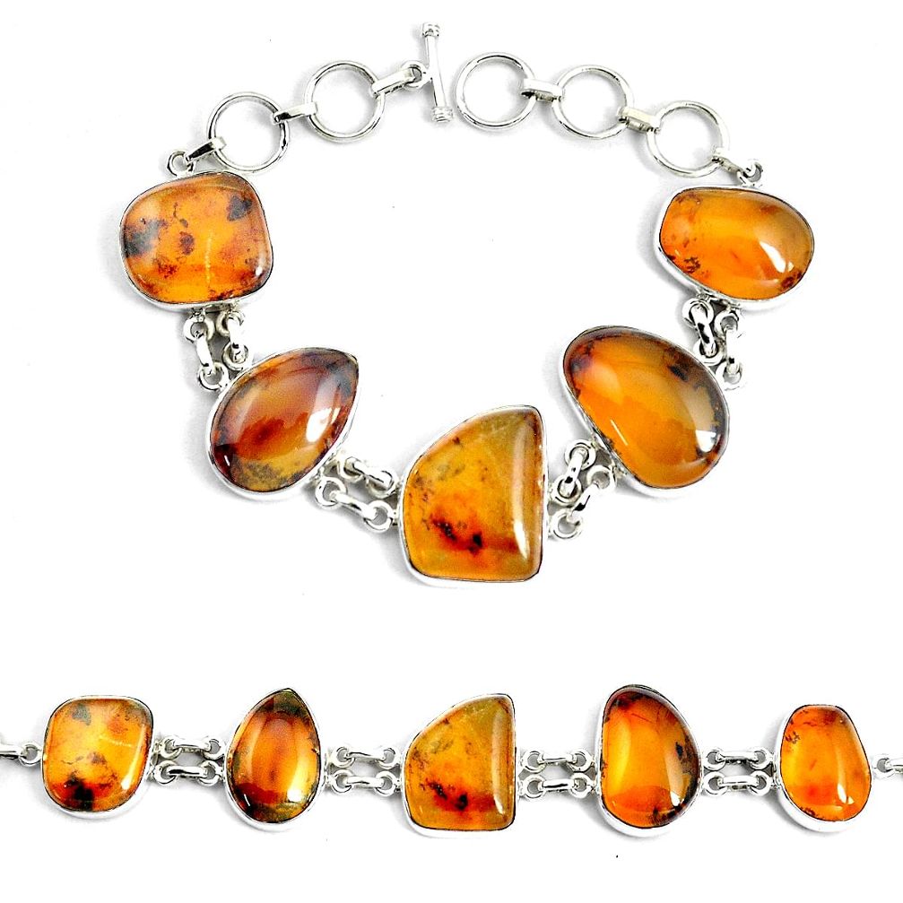 925 silver 51.02cts natural green amber from colombia tennis bracelet p46013