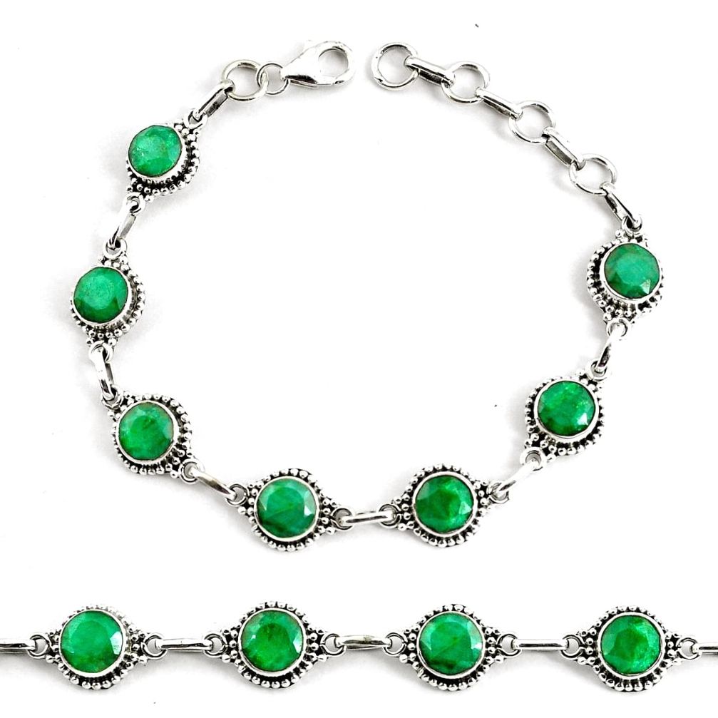925 silver 17.84cts natural green emerald tennis bracelet jewelry p68068