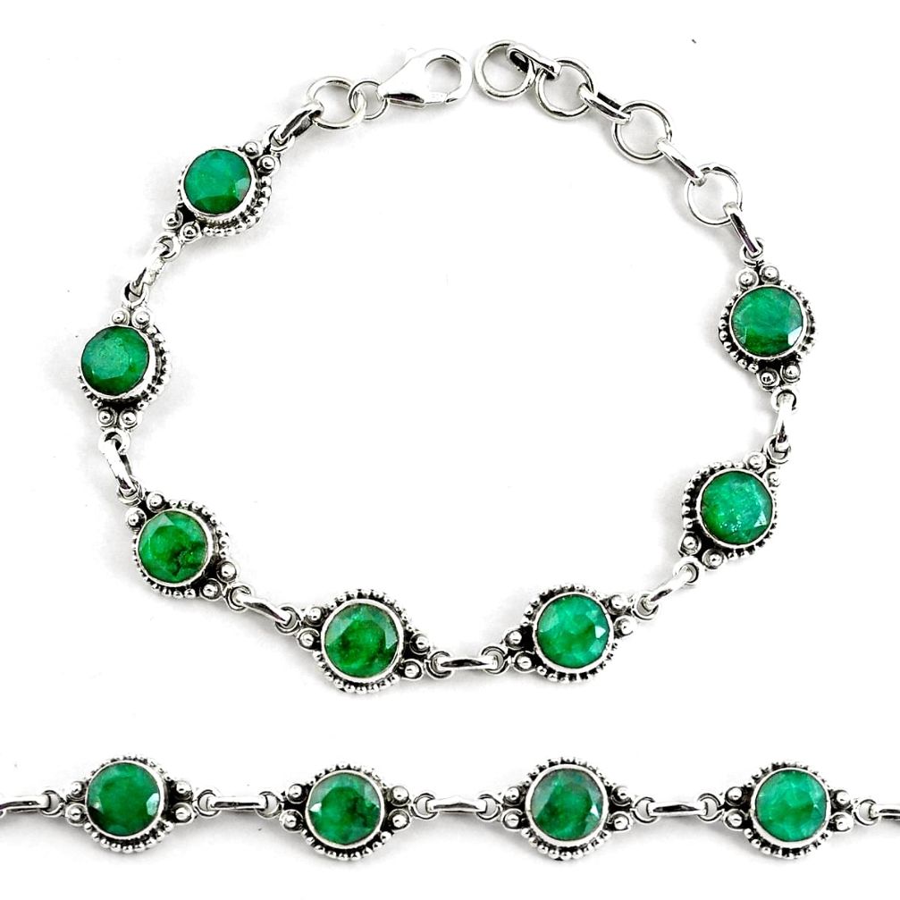 925 silver 18.04cts natural green emerald tennis bracelet jewelry p68073