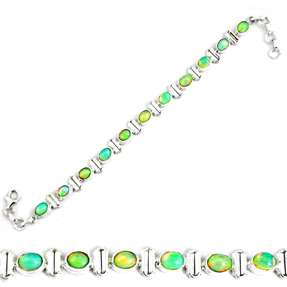 925 silver 17.63cts natural multi color ethiopian opal tennis bracelet p64371