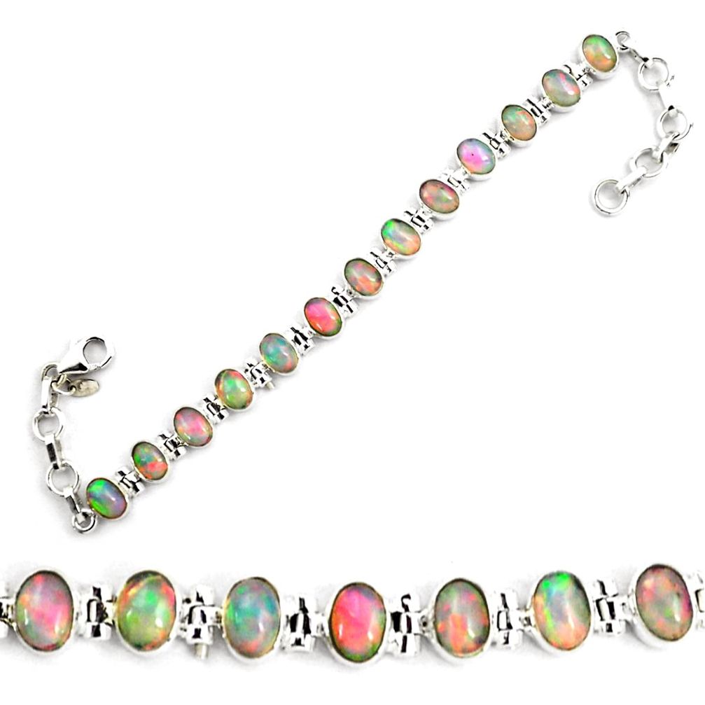 925 silver 22.15cts natural multi color ethiopian opal tennis bracelet p87775