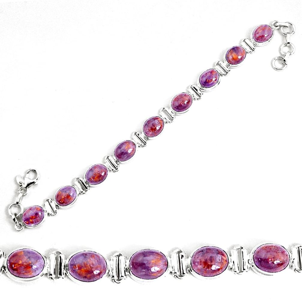 925 silver 37.44cts natural purple cacoxenite super seven tennis bracelet p34508