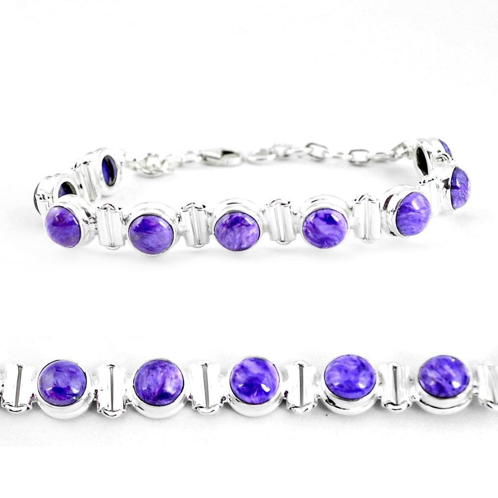 925 silver 29.54cts natural purple charoite (siberian) tennis bracelet p65099