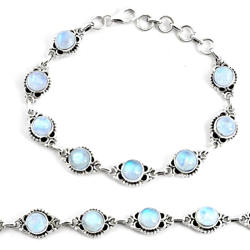 925 silver 19.29cts natural rainbow moonstone tennis bracelet jewelry p68009