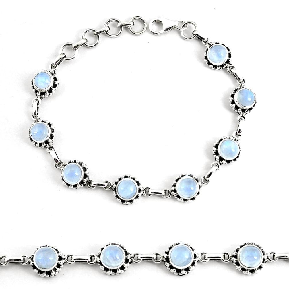 925 silver 10.61cts natural rainbow moonstone tennis bracelet jewelry p68015