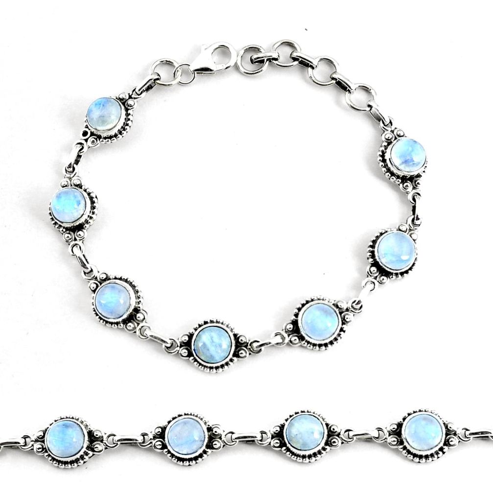 925 silver 18.39cts natural rainbow moonstone tennis bracelet jewelry p68115