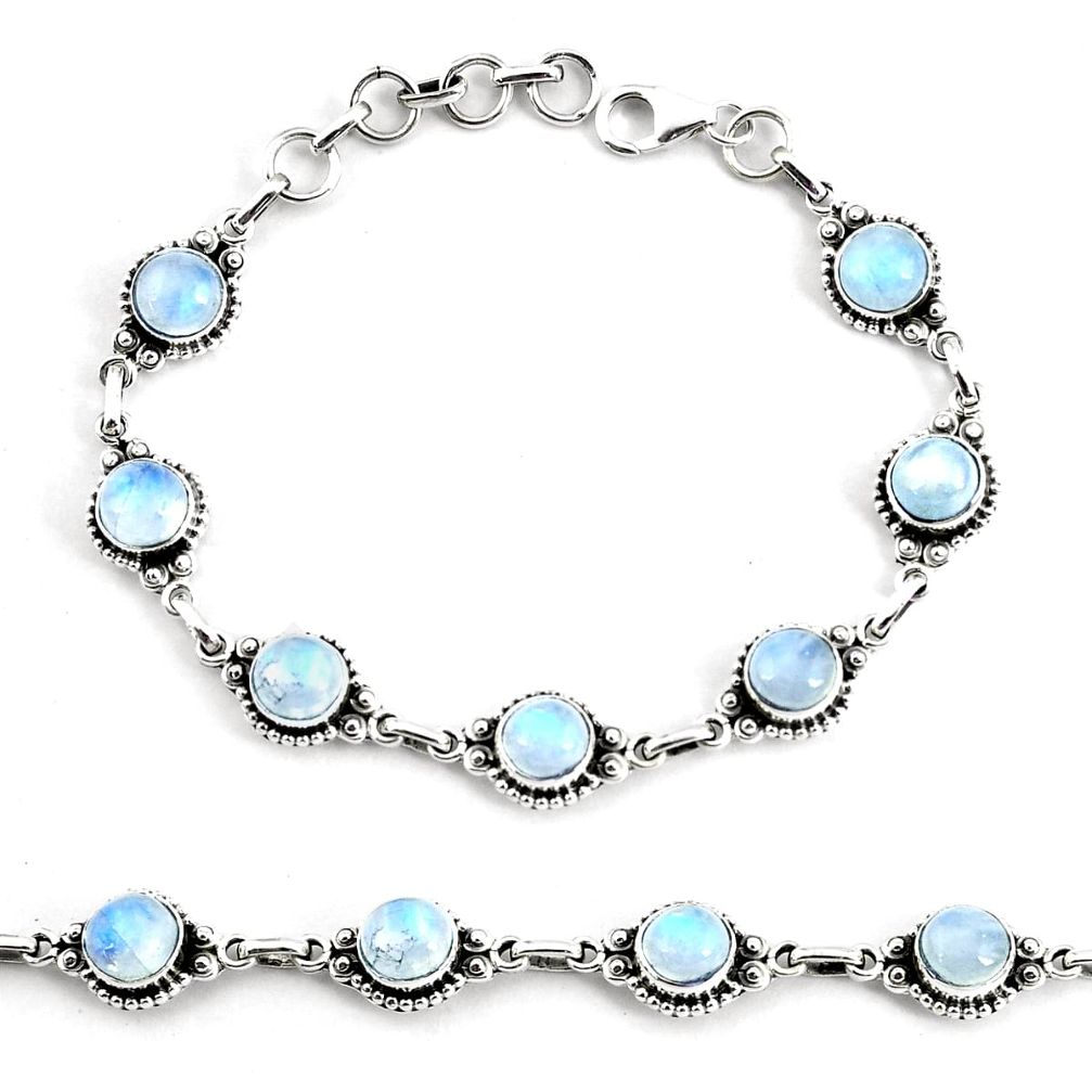 925 silver 19.97cts natural rainbow moonstone tennis bracelet jewelry p68120