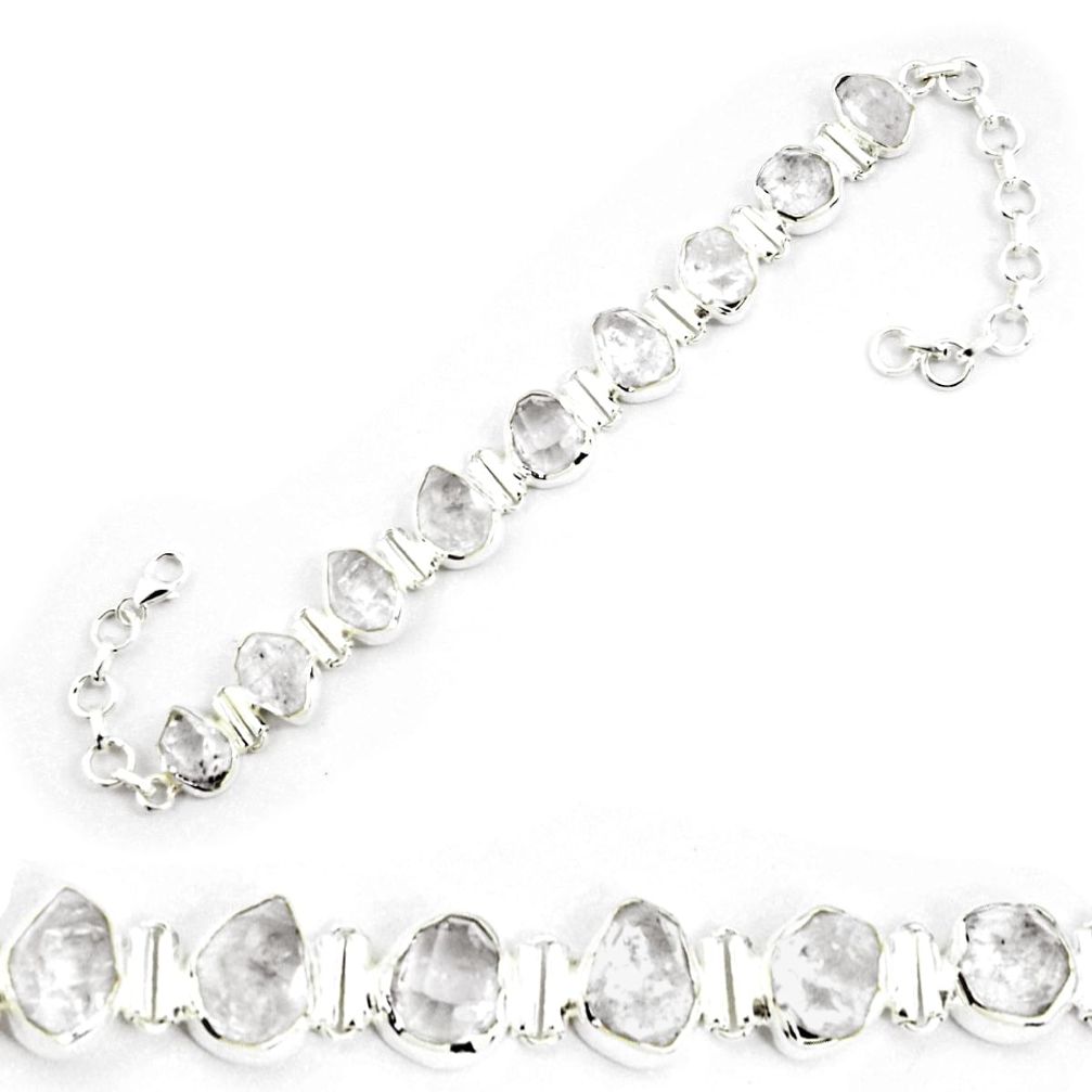 925 silver 42.48cts natural white herkimer diamond fancy tennis bracelet p69018